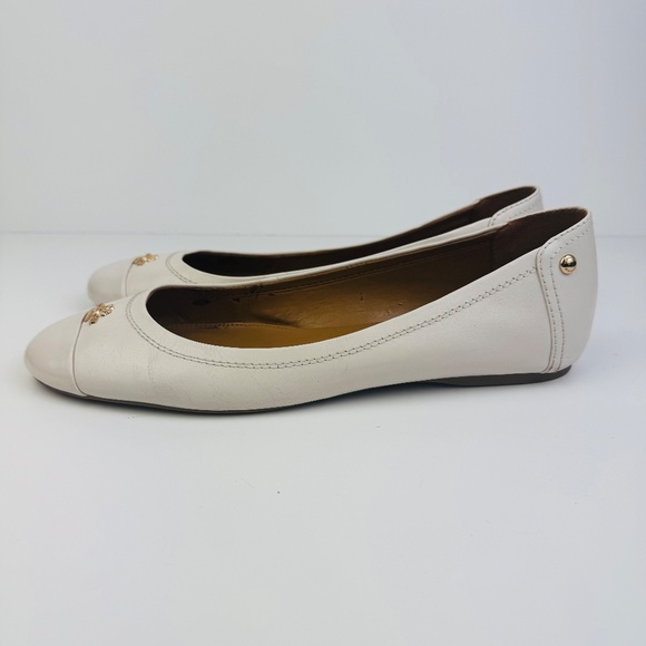 Coach Chelsea Ballet Flats Ivory Leather & Patent Leather Cap Toe Womens Sz 9.5B - Picture 4 of 12